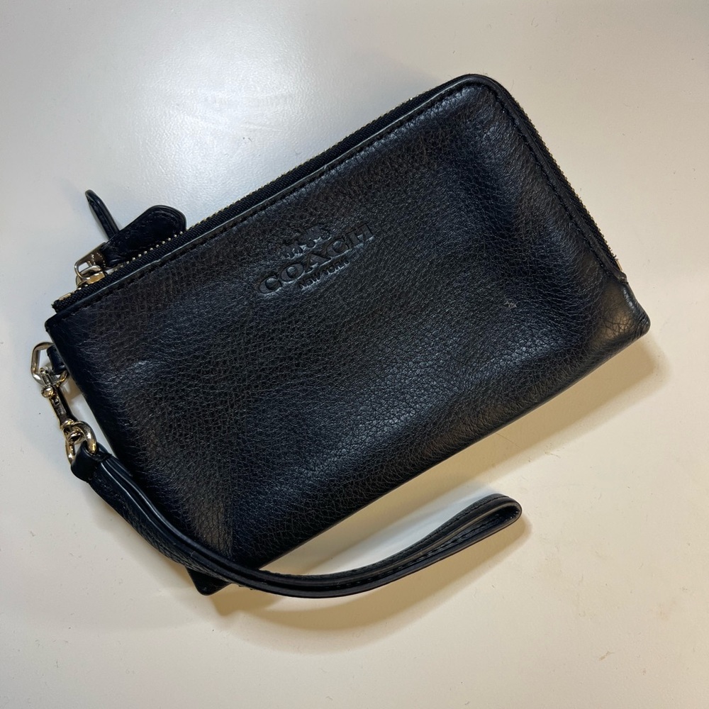 Coach - Double Zipper Wristlet wallet (black)
